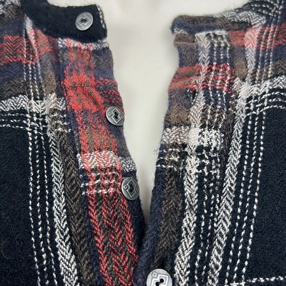 Free People Shirt jacket plaid brown and black pull over size Medium EUC - Picture 6 of 11